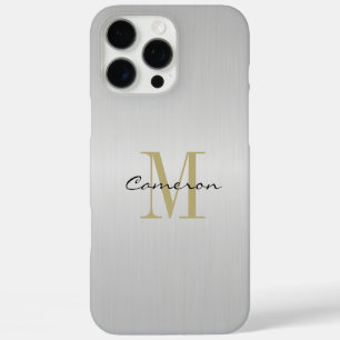 Gold Monogram Initial and Name Personalised Silver iPhone 16 Pro Max Case
