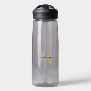 Gold Monogram Initial and Name Personalised Water Bottle