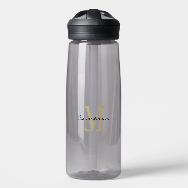 Gold Monogram Initial and Name Personalised Water Bottle (Front)