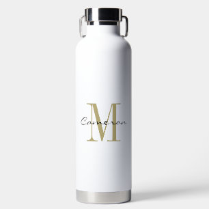 Gold Monogram Initial and Name Personalised  Water Bottle