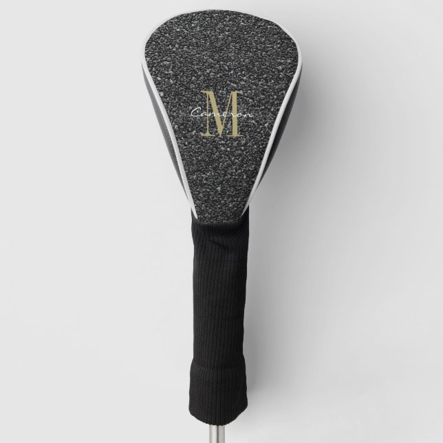 Gold Monogram Initial and Name Sandpaper Golf Head Golf Head Cover (Front)