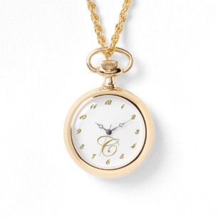 Gold Monogram Initial C Watch with Gold Numbers