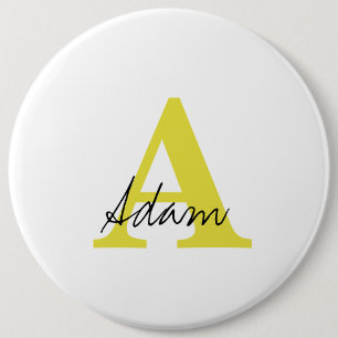 Gold Monogram Initial Custom Name Gift Fathers Day 6 Cm Round Badge