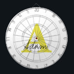 Gold Monogram Initial Custom Name Gift Fathers Day Dartboard<br><div class="desc">Designed with custom text templates for monogrammed initial & custom name,  this makes a wonderful gift for father's day,  birthday,  wedding party favours etc!</div>