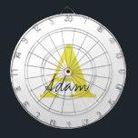 Gold Monogram Initial Custom Name Gift Fathers Day Dartboard<br><div class="desc">Designed with custom text templates for monogrammed initial & custom name,  this makes a wonderful gift for father's day,  birthday,  wedding party favours etc!</div>