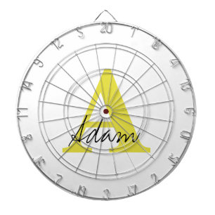 Gold Monogram Initial Custom Name Gift Fathers Day Dartboard