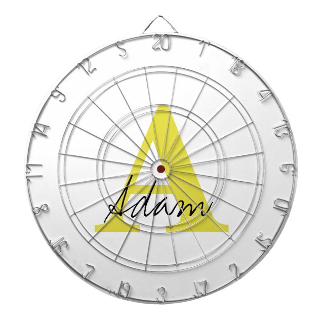 Gold Monogram Initial Custom Name Gift Fathers Day Dartboard (Front)