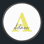 Gold Monogram Initial Custom Name Gift Fathers Day Hockey Puck<br><div class="desc">Designed with custom text templates for monogrammed initial & custom name,  this makes a wonderful gift for father's day,  birthday,  wedding party favours etc!</div>