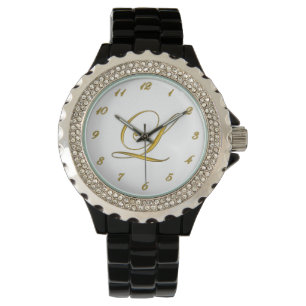 Gold Monogram Initial L Watch with Gold Numbers