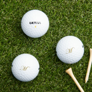 Gold Monogram Initial M Golf Balls