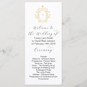Gold Monogram Initial Minimal Wedding Program Programme