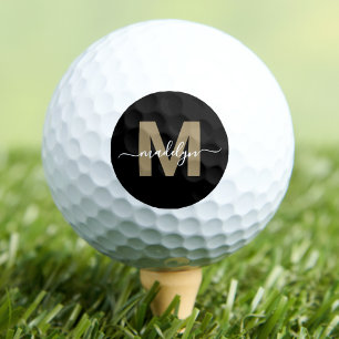 Gold Monogram Initial Name Personalised Golf Balls