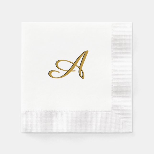 Gold Monogram Initial Napkin (Front)