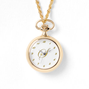 Gold Monogram Initial S Watch with Gold Numbers