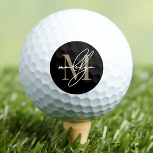 Gold Monogram Initial Script Name Personalised Golf Balls