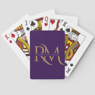 Gold Monogram Initials Elegant Modern Purple Playing Cards