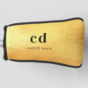 Gold monogram initials name golf head cover