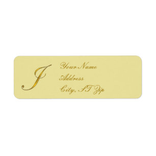 Gold Monogram J Customised Return Address Labels