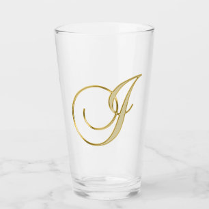 Gold Monogram J Glass