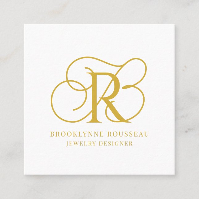Gold Monogram Jewellery Designer Business Card (Front)