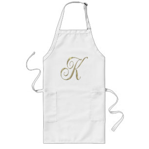 Gold Monogram K Initial BBQ Apron