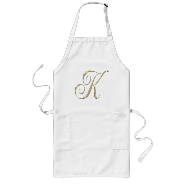 Gold Monogram K Initial BBQ Apron (Front)