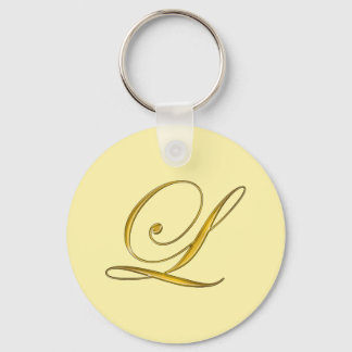 Gold Monogram L Customized Key Ring