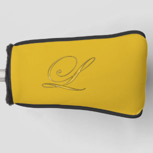 Gold Monogram L Initial Golf Head Cover