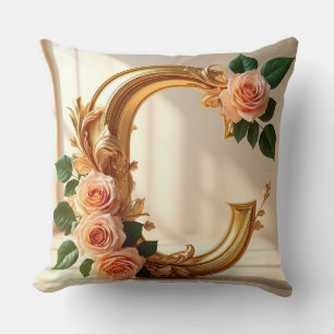 🌼 Gold Monogram Letter C for Her 🌸 Cushion