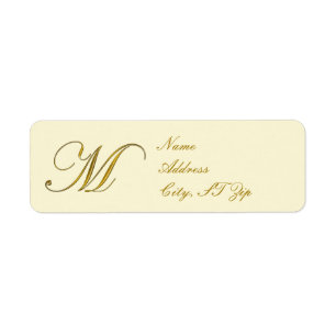 Gold Monogram M Customised Return Address Labels