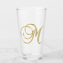 Gold Monogram M Glass