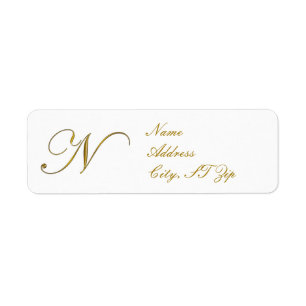 Gold Monogram N Address Labels