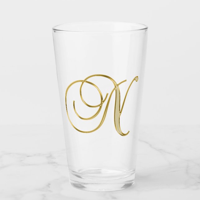 Gold Monogram N Glass (Front)