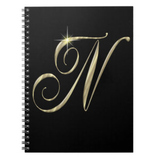 Gold monogram N initials merchandise Notebook