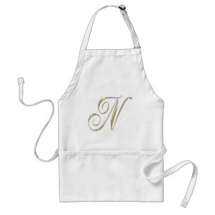 Gold monogram N initials merchandise Standard Apron