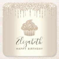 Gold monogram name cupcake glitter drips script