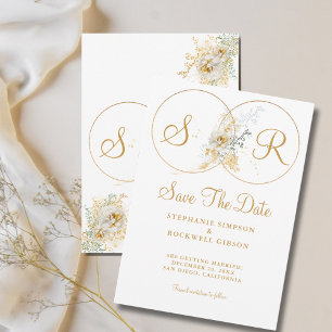 Gold Monogram Name Initial Wedding Save The Date