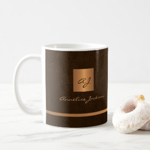 Gold monogram name personalised elegant coffee mug