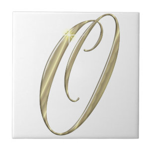 Gold monogram O initials merchandise Tile