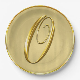 Gold Monogram O Wedding Custom Monograms Weddings Paper Plate