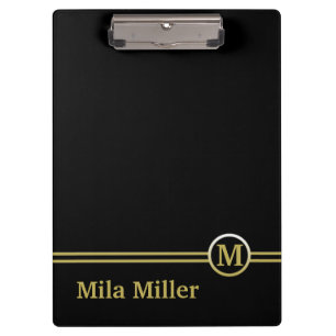 Gold Monogram on black background  Clipboard
