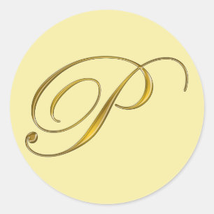 Gold Monogram P Envelope Seal Label Sticker