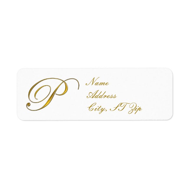 Gold Monogram P Return Address Labels (Front)
