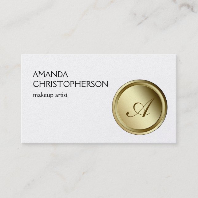 Gold Monogram Pattern Makeup Artist Business Card (Front)