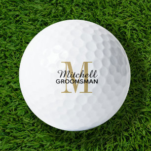 Gold Monogram Personalised Groomsman Gift Golf Balls