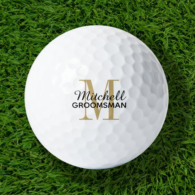 Gold Monogram Personalised Groomsman Gift Golf Balls (Creator Uploaded)