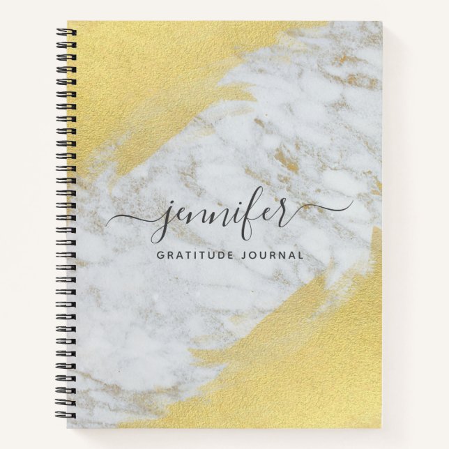 Gold Monogram Personalised Marble Notebook (Front)