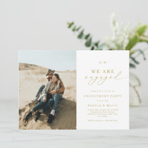 Gold Monogram & Photo Modern Engagement Party Invitation