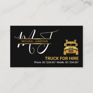 Gold Monogram Placard Truck Business Card