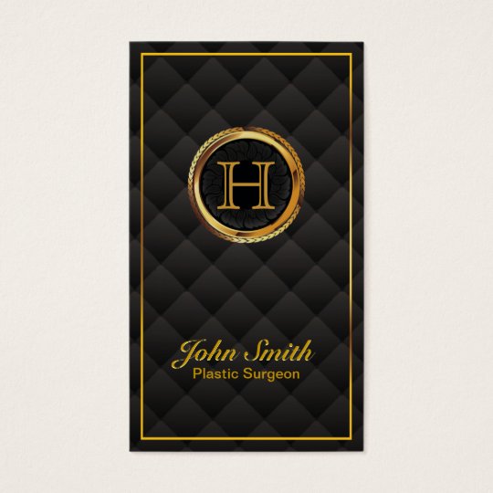Gold Monogram Plastic Surgeon Business Card